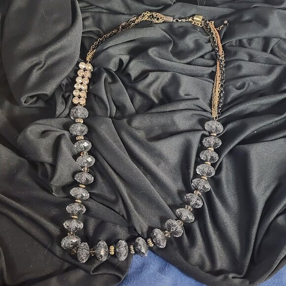 Chico's Vtg Mesh Caged Crystal Gold Metal Beads w/Rhinestone Bling 34" Necklace - Picture 14 of 16